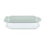 Kitchen Galaxy Deep 7 x 11" Rectangle Glass Baking Dish with Sage Green Lid