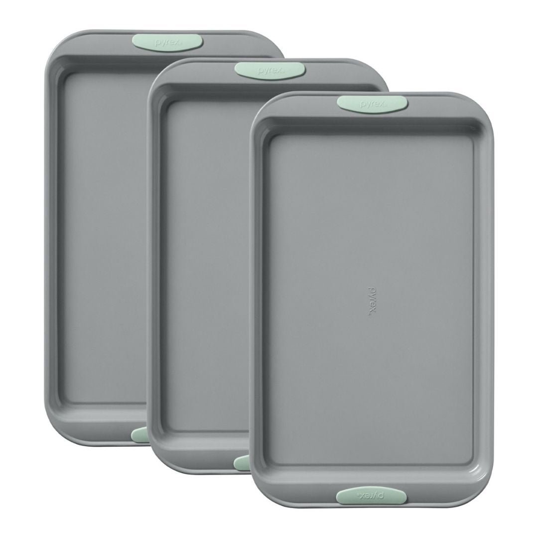 PYSWimages_67.jpg Kitchen Galaxy Metal Bakeware 3-Piece Large Cookie Sheet Set in Sage - Image 1