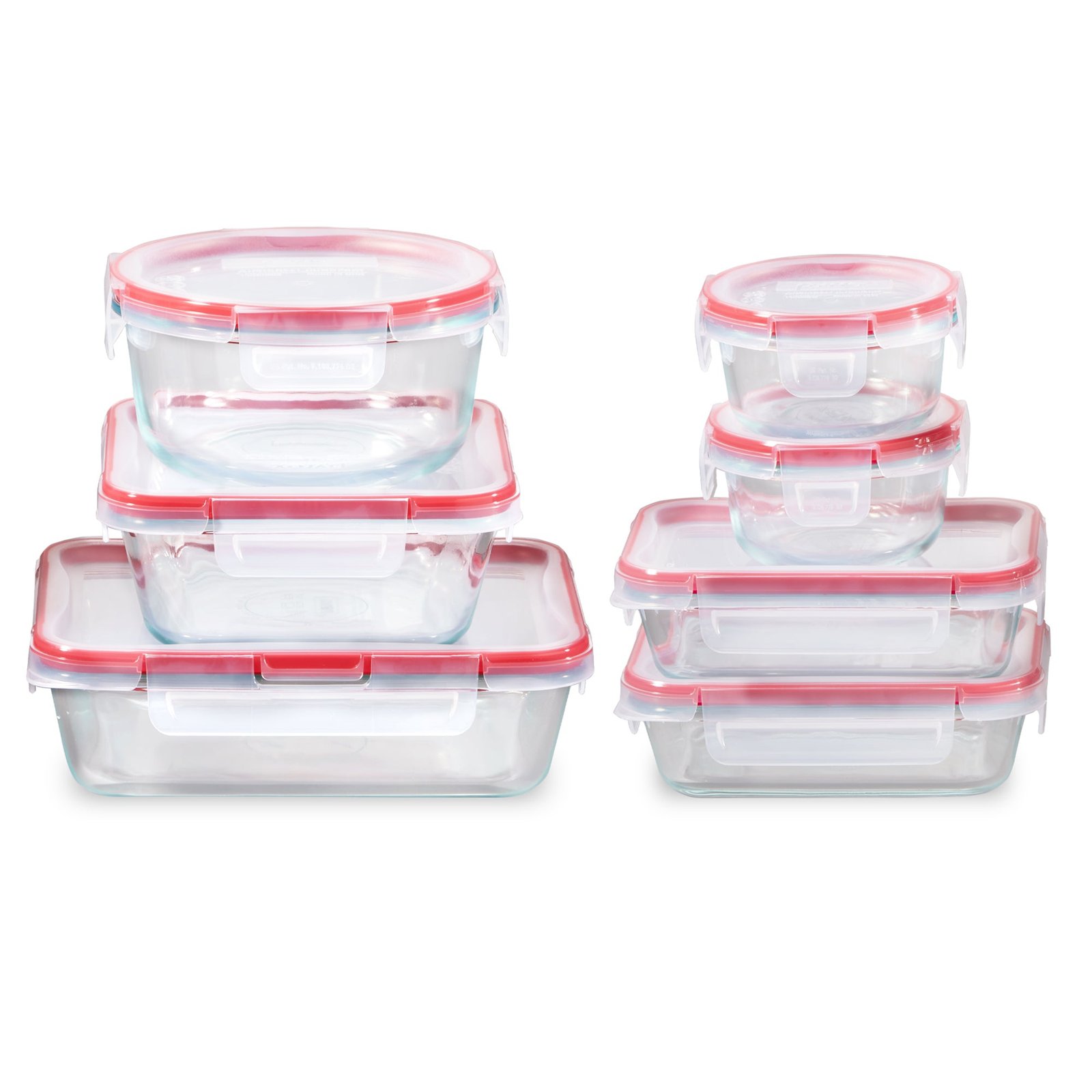 PY_1149252_FreshLock_14PC-Set_Square_Silo-Group_NoFood_1.jpg Kitchen Galaxy 14-piece Mixed-Size Glass Storage Set - Image 1