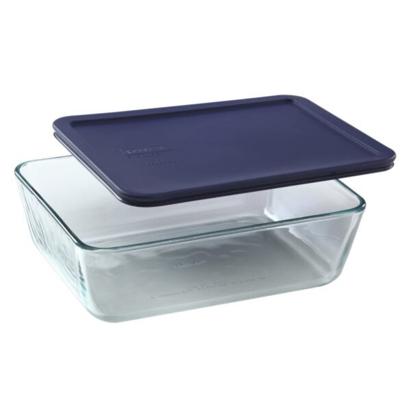 Kitchen Galaxy 11-cup Rectangular Glass Food Storage Container with Blue Lid