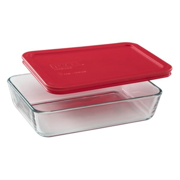 Kitchen Galaxy 3-cup Rectangular Glass Food Storage Container with Red Lid