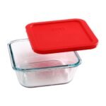 Kitchen Galaxy 4-cup Square Glass Food Storage Container with Red Lid